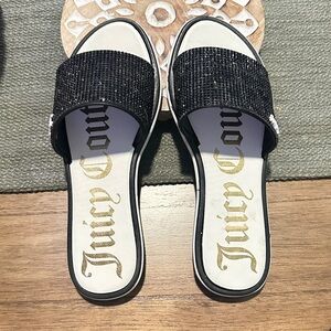 Juicy Couture Black and Gold Slide Sandals